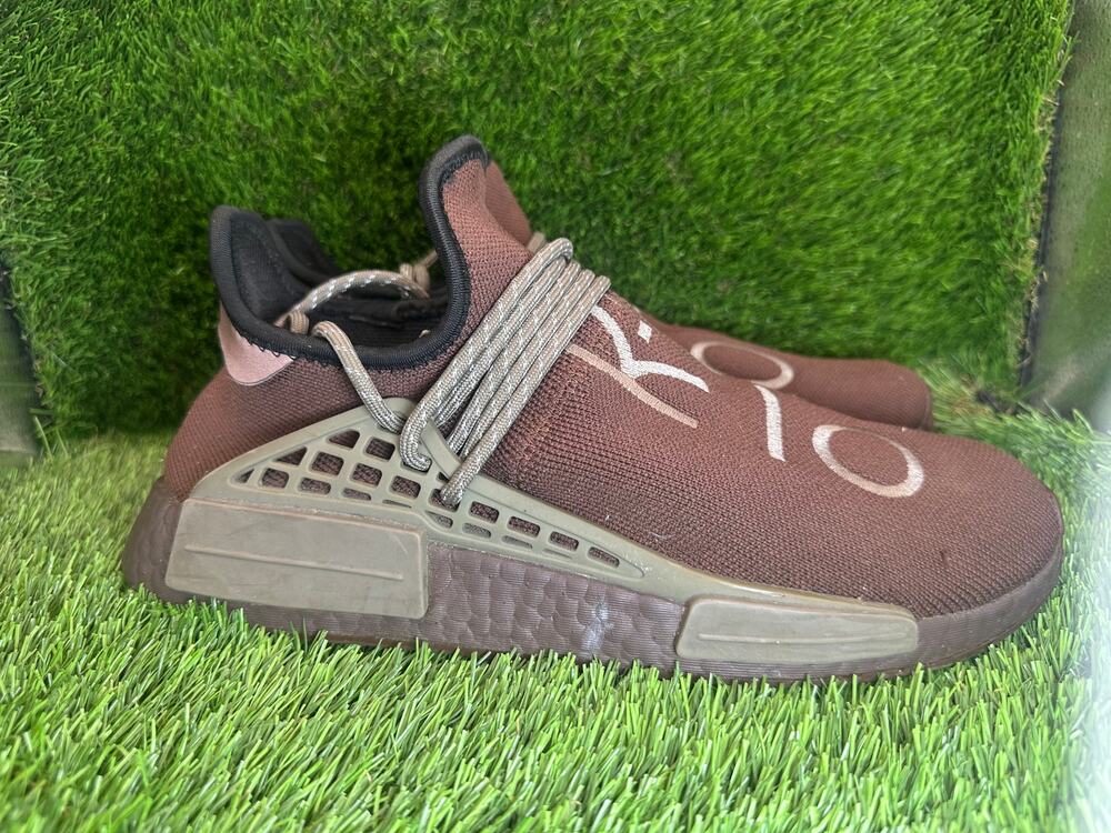 Pharrell x Adidas NMD Human Race GY0090 Athletic Sneaker Men's 10 Brown Knit Gym